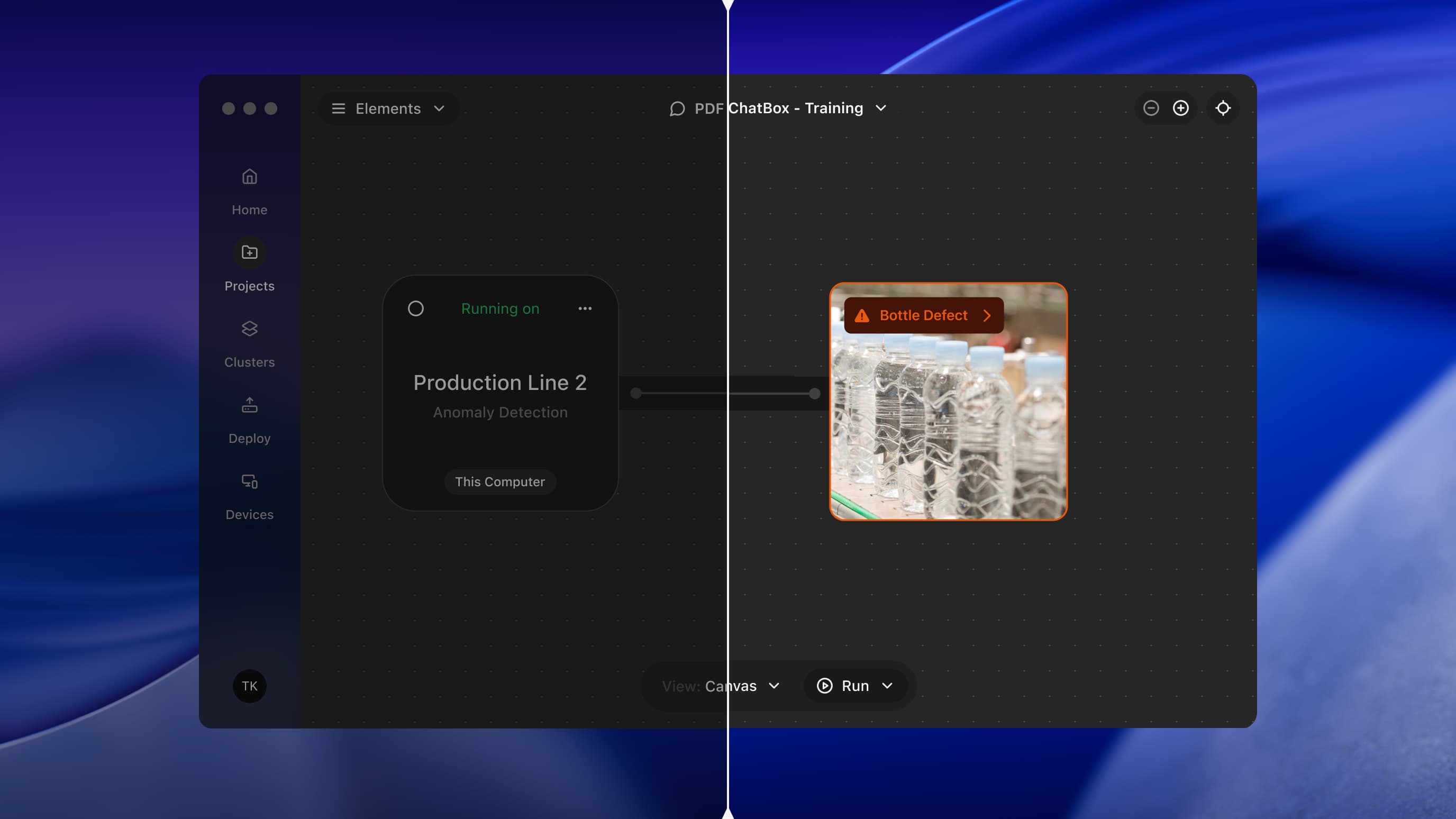 Split-screen image showing a digital interface for anomaly detection.